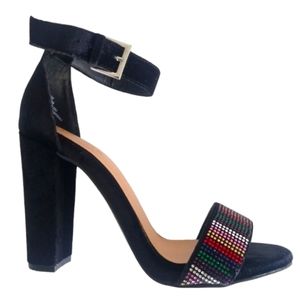 Torrid Black & Multicolor Rhinestone Heels